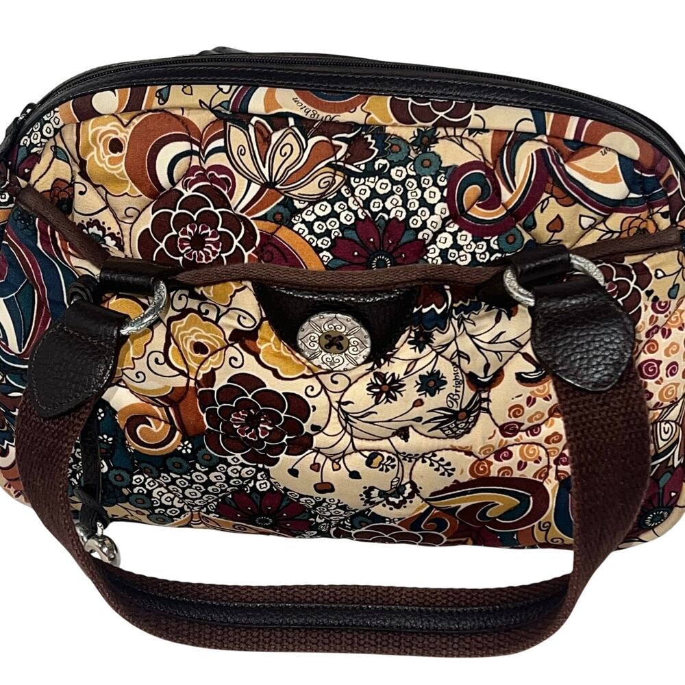 Brighton Quilted Multicolored Floral Paisley Abstract Heart Shoulder Zip Bag